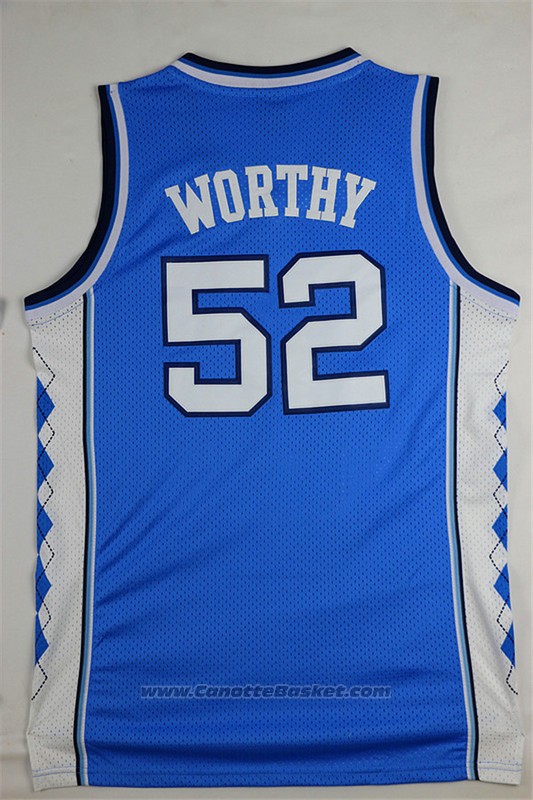 Maglia NCAA North Carolina Tar Heels James Worthy #52 Blu